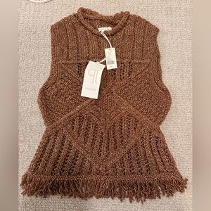 Pilcro Rich Brown Textured Knit Top